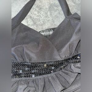 🖤Black Y2K Wet Seal Halter Top Mini Dress🖤
